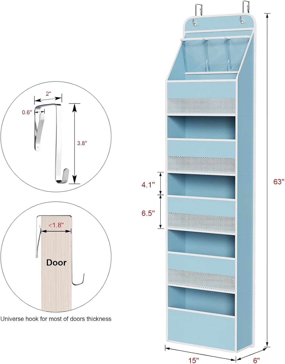 Detalle de Univivi 6-Shelf Over Door Organizer for Baby Essentials 🗂