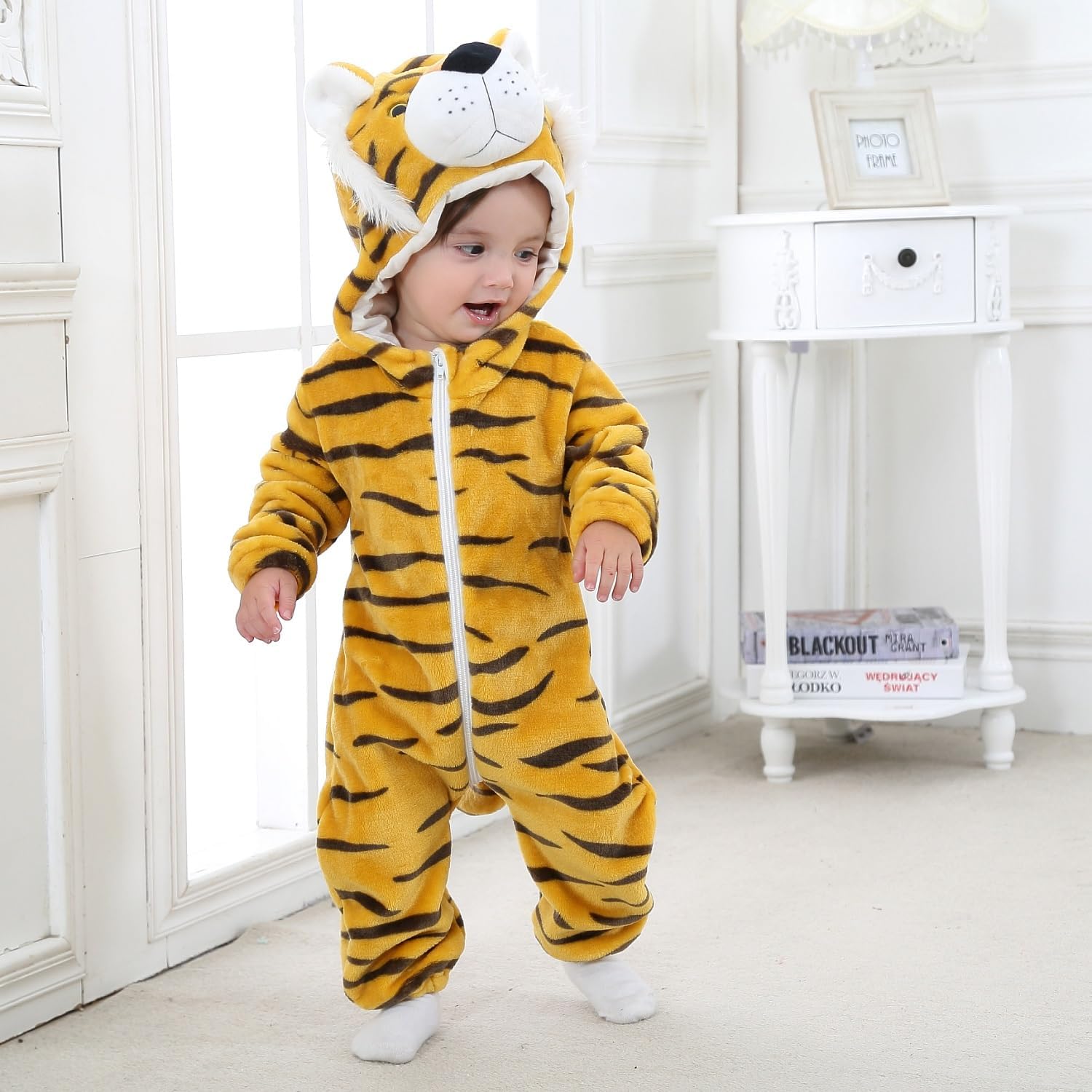 Thumbnail 3 de Hilmocho Baby Hooded Romper Unisex Animal Cartoon Flannel Onesie (3–36 months)