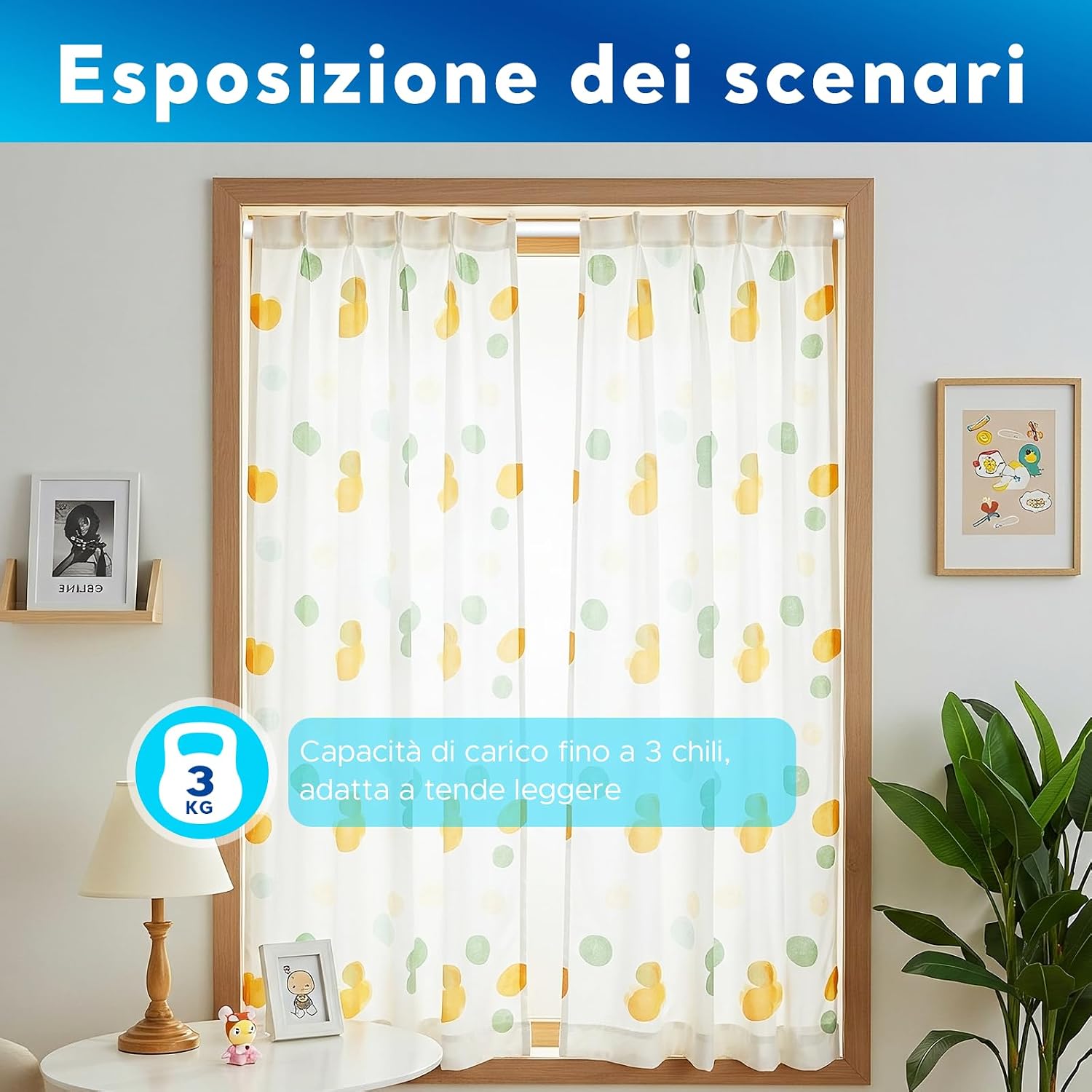 Thumbnail 5 de BSYXLSX Bastoni a pressione estensibili per tende (2 pezzi) 70-100 cm, diametro 16 mm, bianco