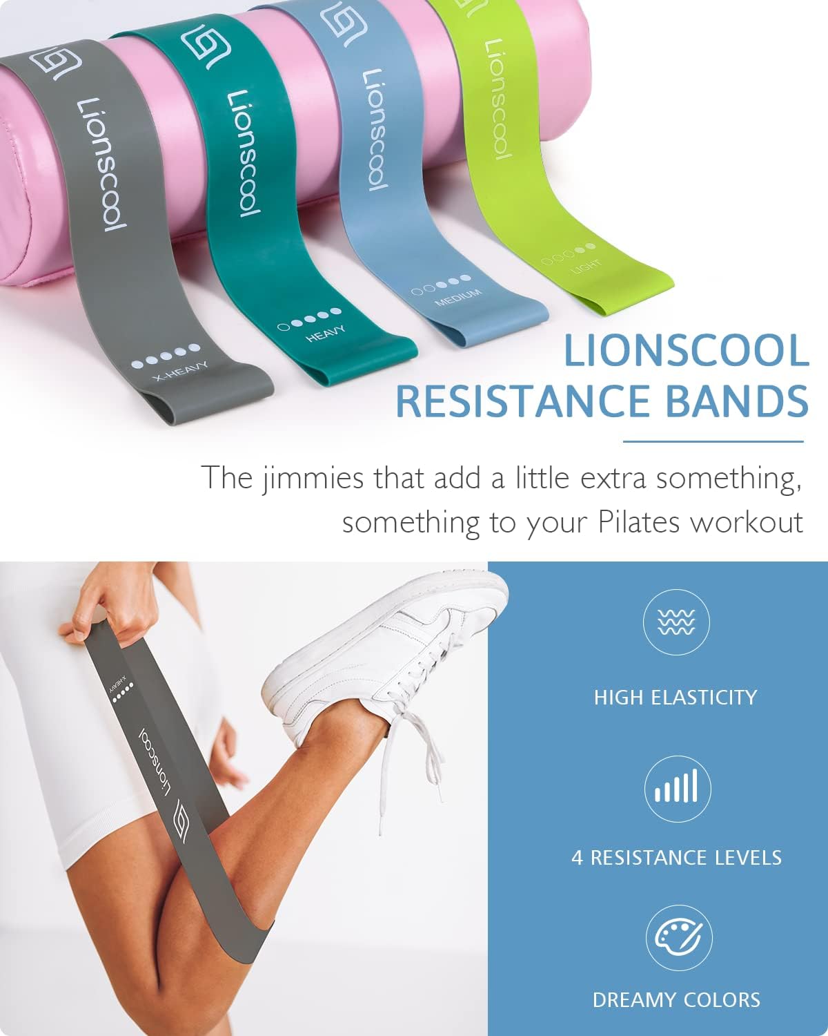 Detalle 2 de LIONSCOOL Pilates Ring Set - Premium14” Magic Circle with Dual Padded Handles