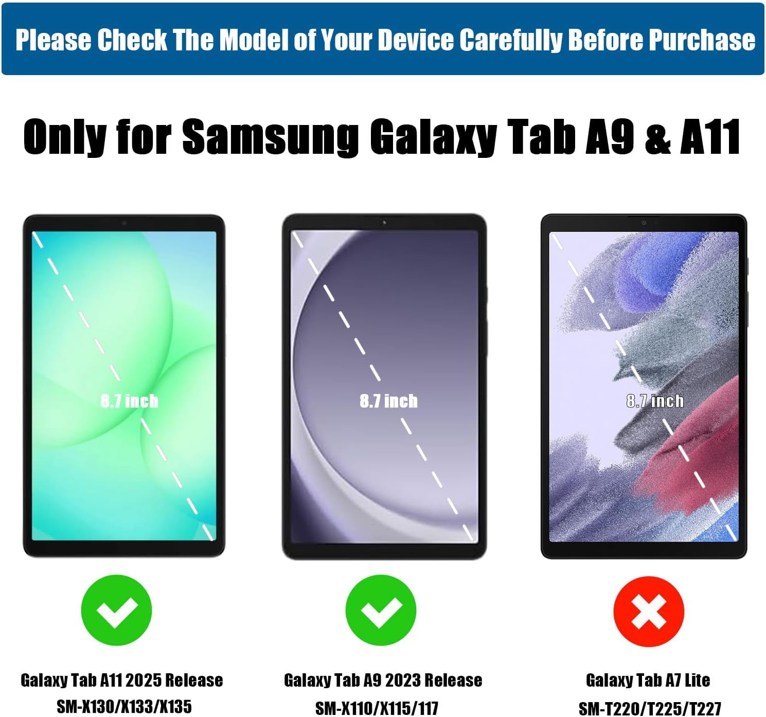 Thumbnail 1 de Kids Case for Samsung Galaxy Tab A11 8.7in / A9 8.7in with Screen Protector, Handle & Stand (Blue) by Mansiruyi