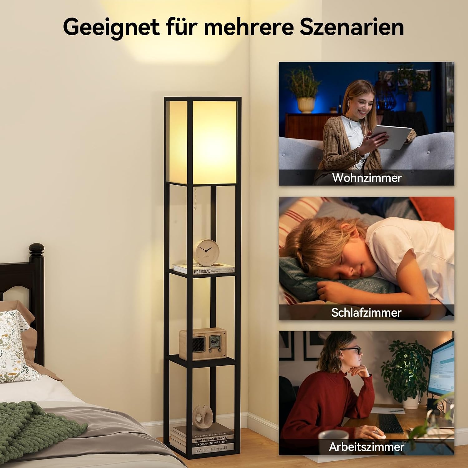 Thumbnail 5 de Fullwatt Stehlampe mit Holzregal 160 cm