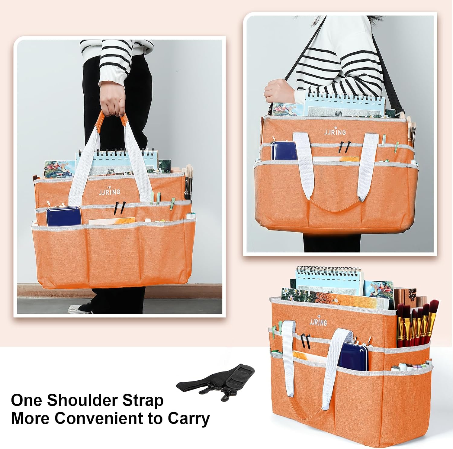 Thumbnail 5 de JJRING Craft Organizer Tote Bag (Large) with 16 Pockets for Art, Sewing, School, and Office Supplies