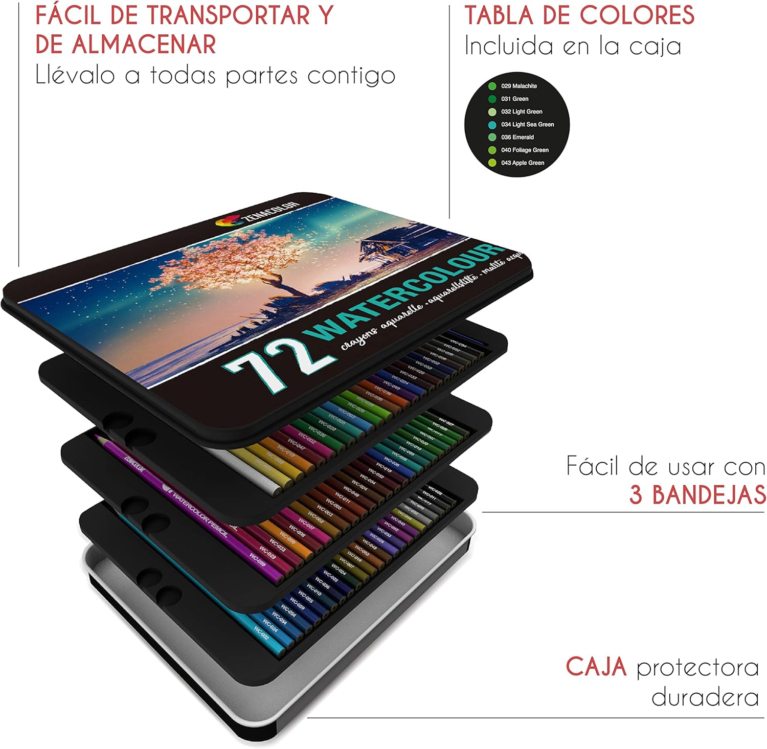 Thumbnail 4 de Zenacolor 72 Lapices Acuarelables Kit