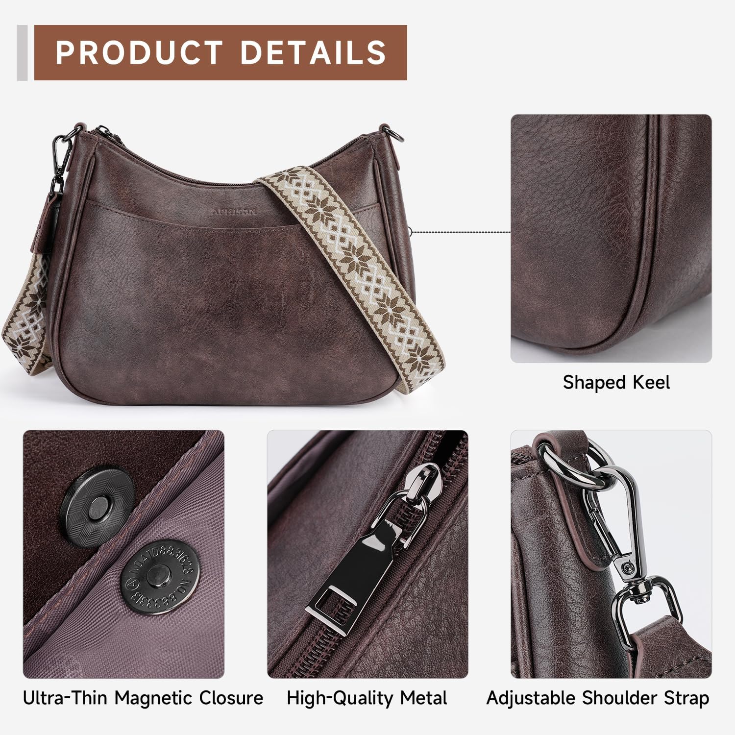 Thumbnail 4 de APHISON Klein Umhängetasche Damen Crossbody Bag aus veganem Leder, blau