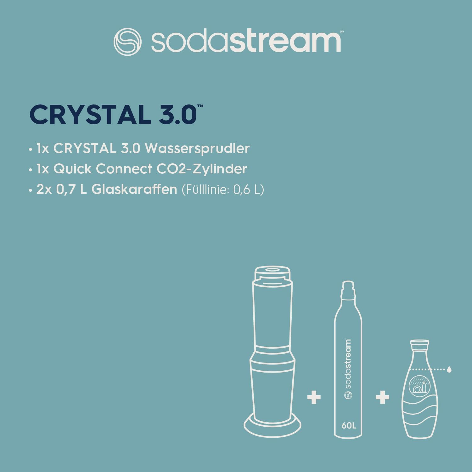 Thumbnail 2 de Sodastream Crystal – Machine à eau pétillante avec 2 carafes en verre 0,7 L et CO₂ Quick Connect (noire)