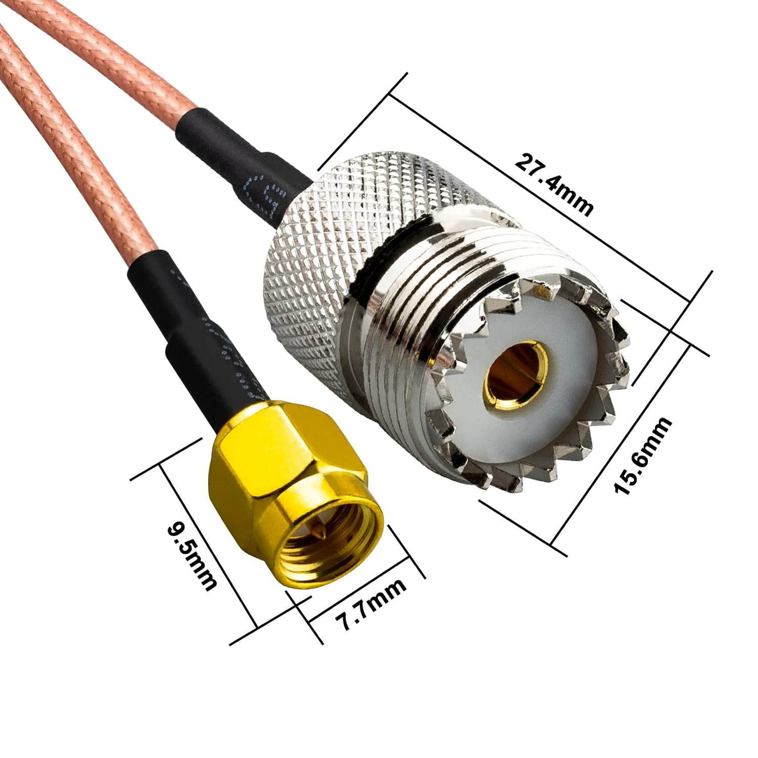 Detalle 2 de urcianow RF Coaxial Cable SMA Male to UHF Female 100 cm cable 📡