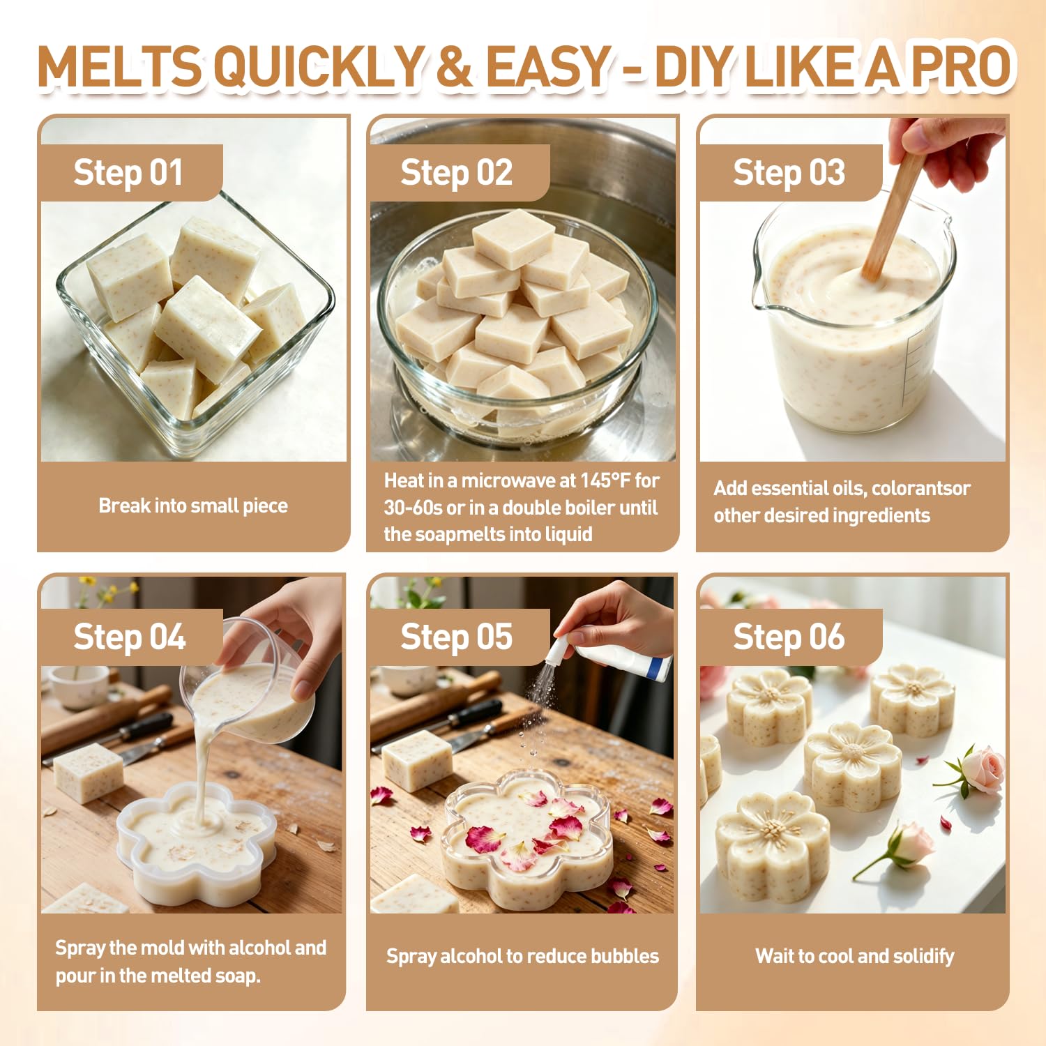 Detalle de LAVIONY 1 lb Oatmeal Milk Melt-and-Pour Soap Base, Pre-Cut DIY Cubes