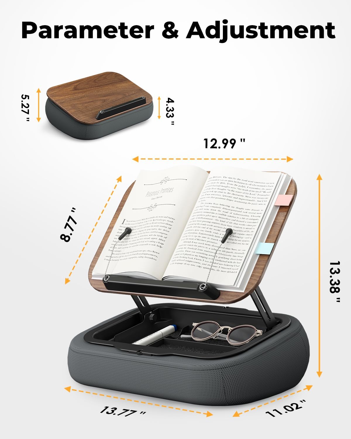 Detalle 2 de SupeDesk SD-R60 Lap Book Stand with Storage, Adjustable Support and Page Clips