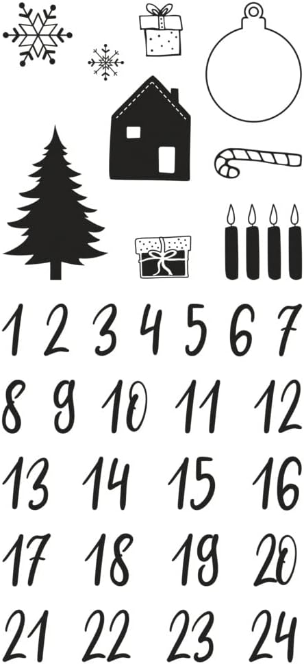 Thumbnail 1 de Rayher Clear Stamps Adventskalender Zahlen 1–24 (Motiv Classic) – transparente Silikonstempel im Set