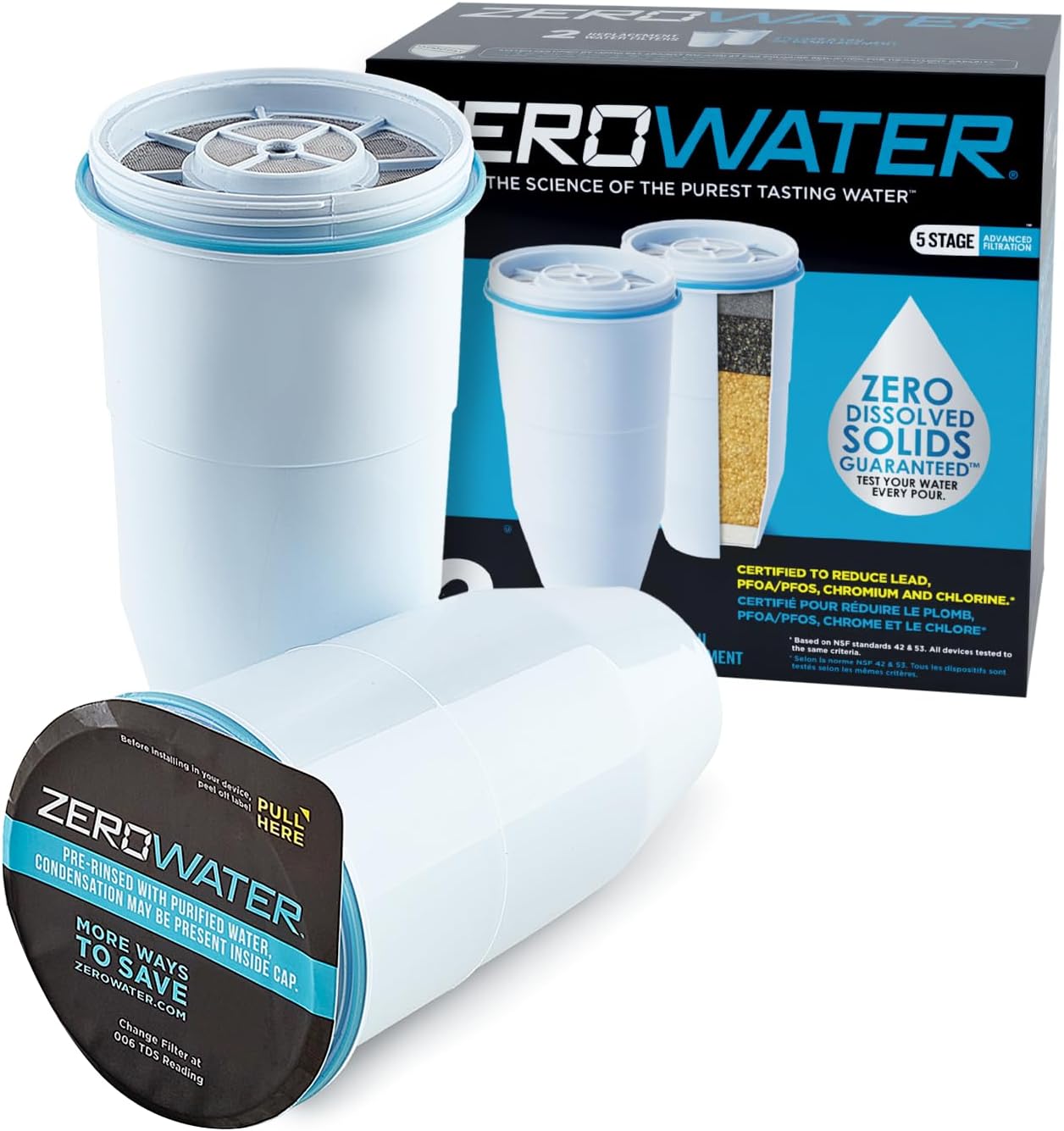 Detalle de ZeroWater ZR Replacement Filters 2-Pack Blanco