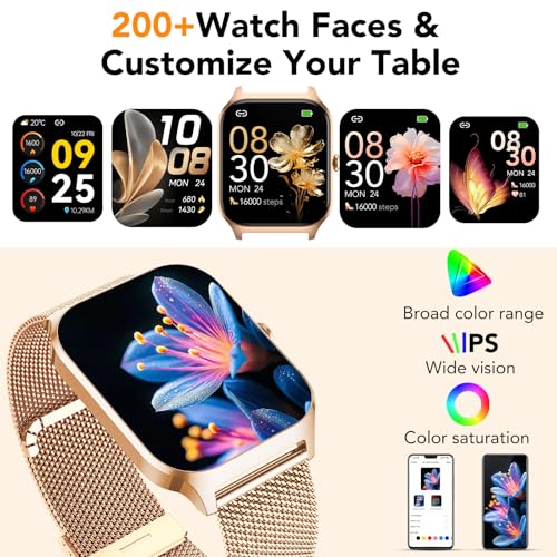 Detalle de CASCHO Smartwatch Mujer Elegante 1.85" HD con Llamadas Bluetooth, IA y 2 Correas (Oro Rosa)
