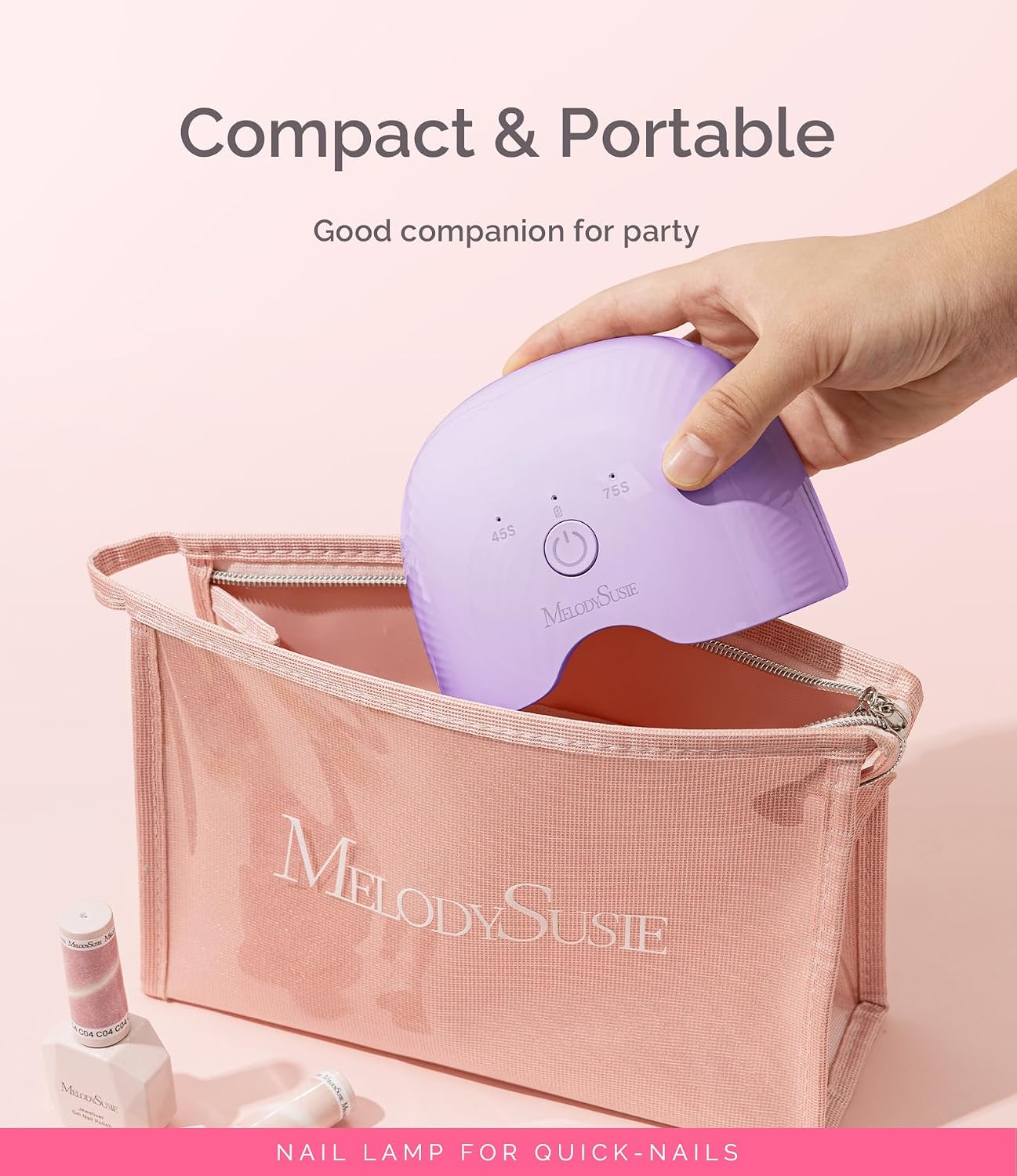 Detalle de MelodySusie ART06G Mini UV-Lampe für Gelnägel (6 W, wiederaufladbar) – kompakt mit Timer