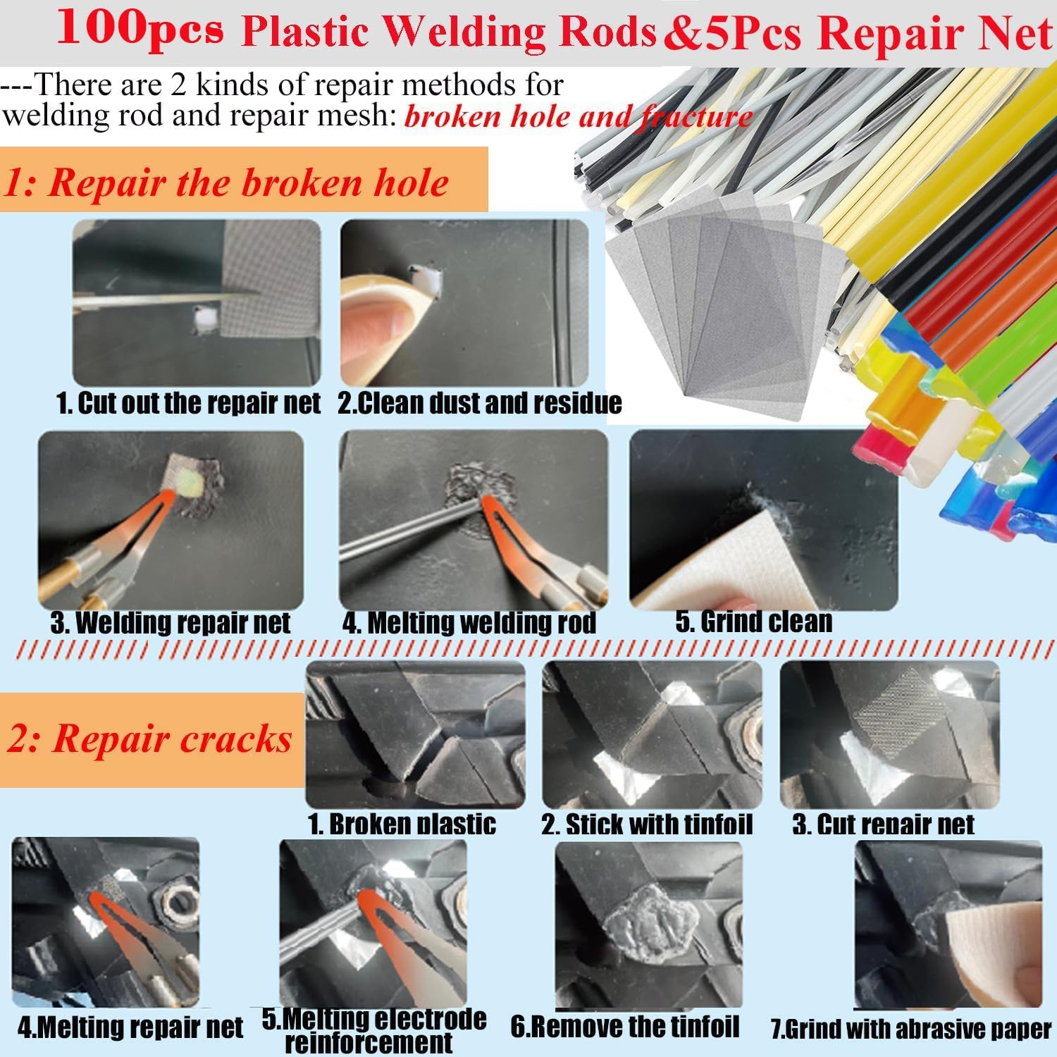 Detalle de Upgraded 220W Plastic Welder: 2-in-1 Plastic Welding Kit with 1002-Piece Accessory Set