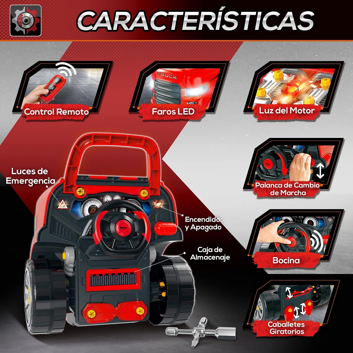 Detalle 2 de HOMCOM Motor de Camión para Niños 61 piezas
