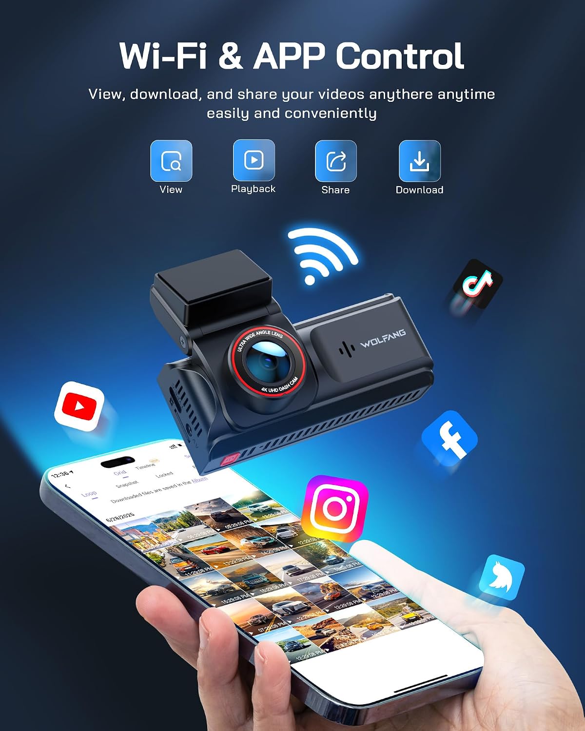 Thumbnail 3 de WOLFANG 4K Dash Cam, dual 3-inch