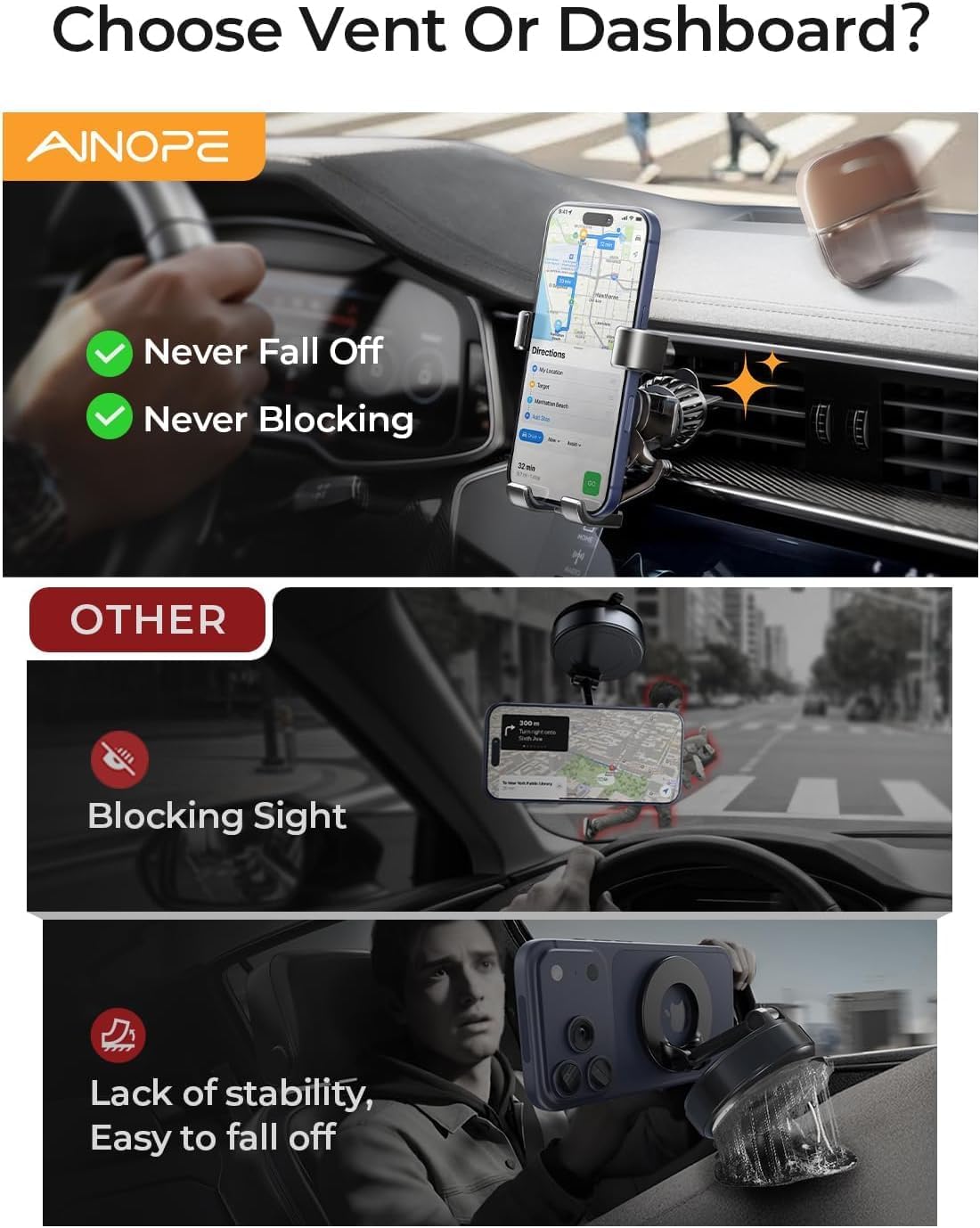 Thumbnail 6 de AINOPE 2025 Gravity Car Phone Holder 4–7"