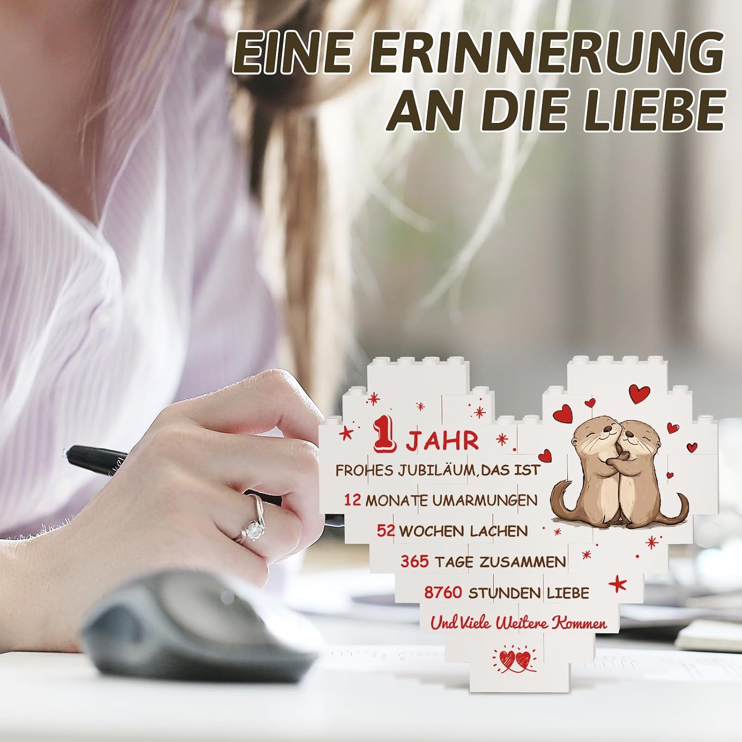 Detalle de Greatabox 1. Jahrestag – Herzförmige Deko mit personalisiertem Datum und Botschaft