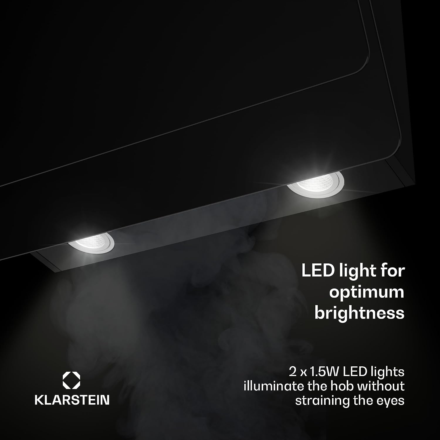 Detalle 1 de Klarstein KH607-LED-BKNEO Wall-Mounted Cooker Hood, 607m³/h, Touch Controls