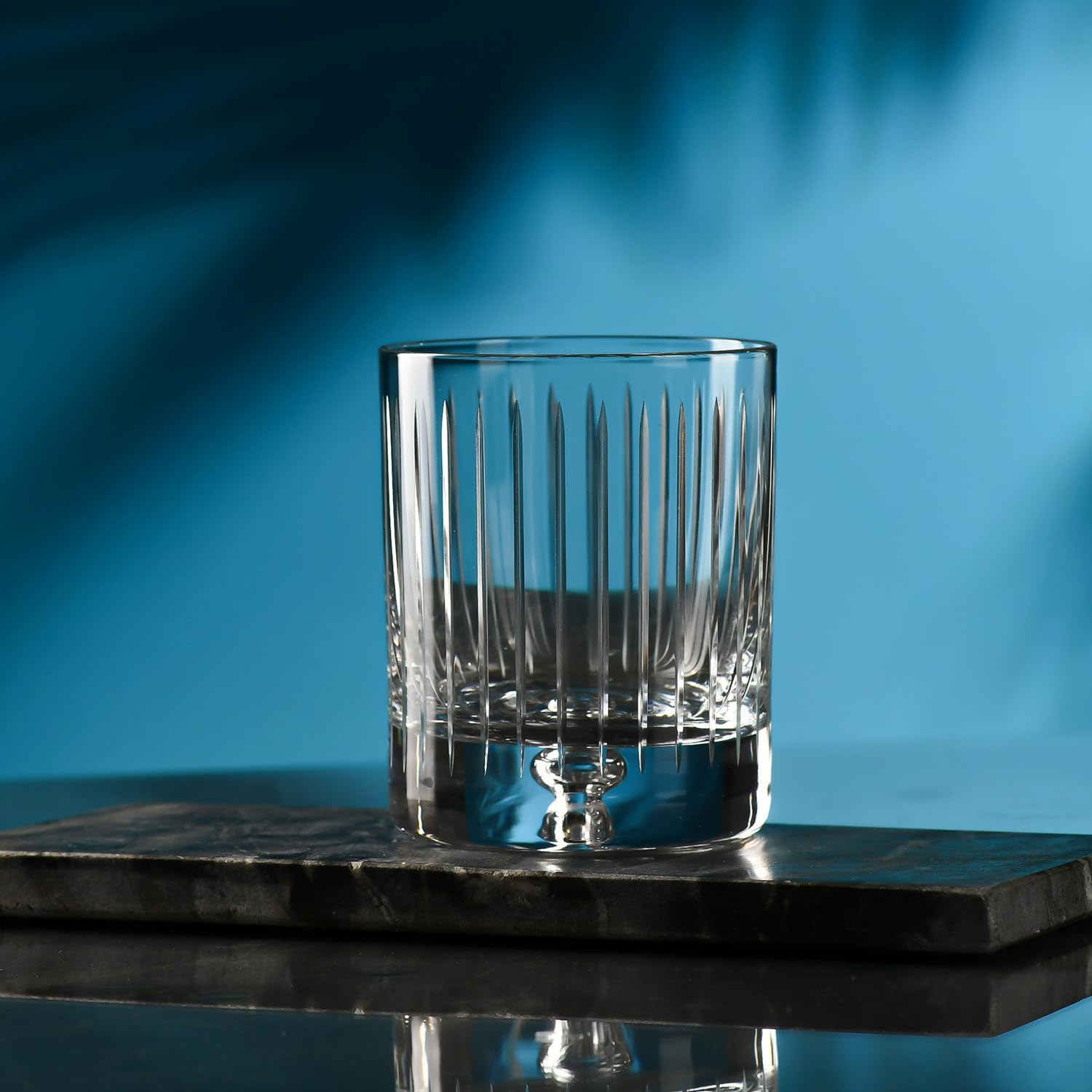 Detalle de Krosno Saga: Bicchieri da whisky 250 ml, set 4 in crystallo intagliato, artigianali