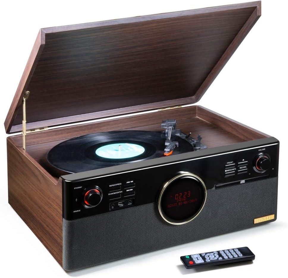 Technaxx Tourne-Disque Dab Bluetooth V5.0 Marron