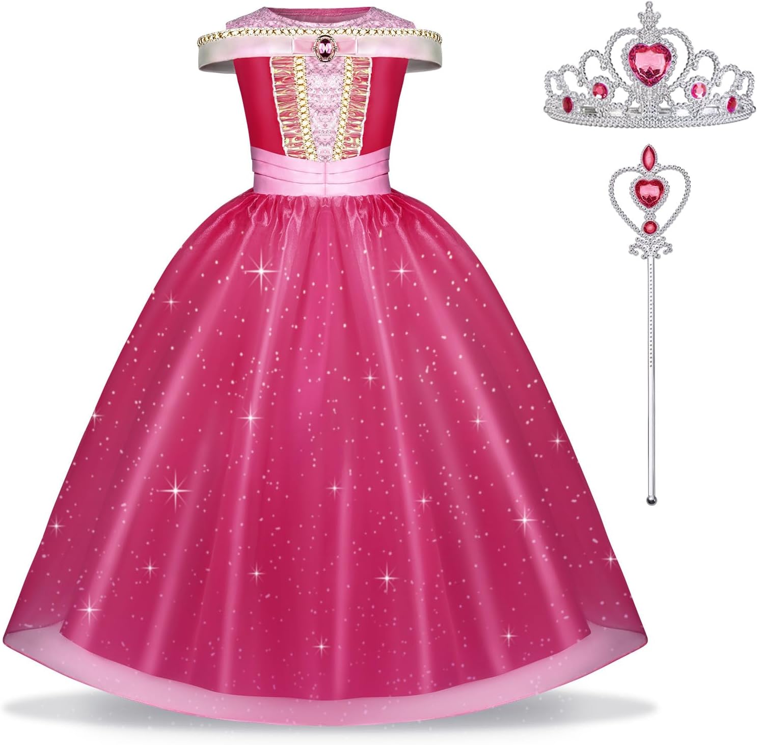 Detalle de URAQT Princess Costumes for Girls, Sleeping Beauty Costumes for Girls Aurora Costume, Princess Fancy Dress Up for Cosplay Halloween Christmas
URAQT Princess Costumes for Girls, Sleeping Beauty…