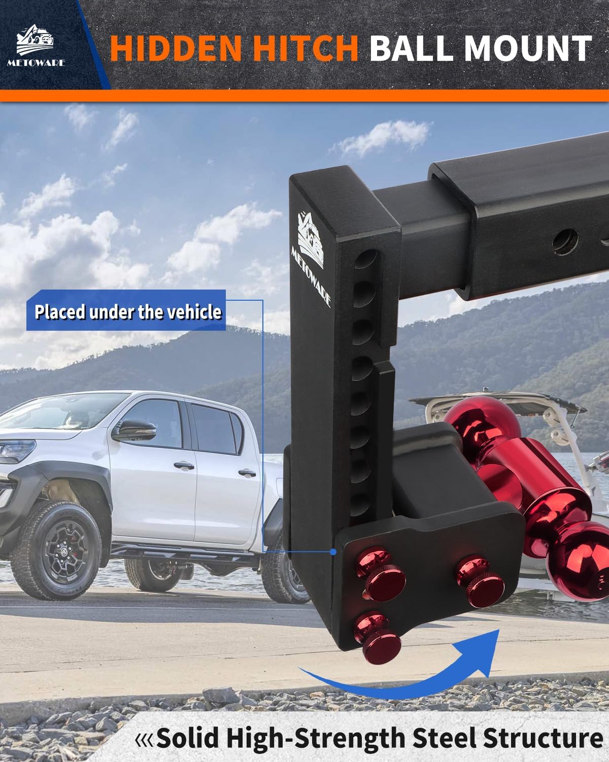 Thumbnail 1 de METOWARE Adjustable Trailer Hitch 18,000 lb