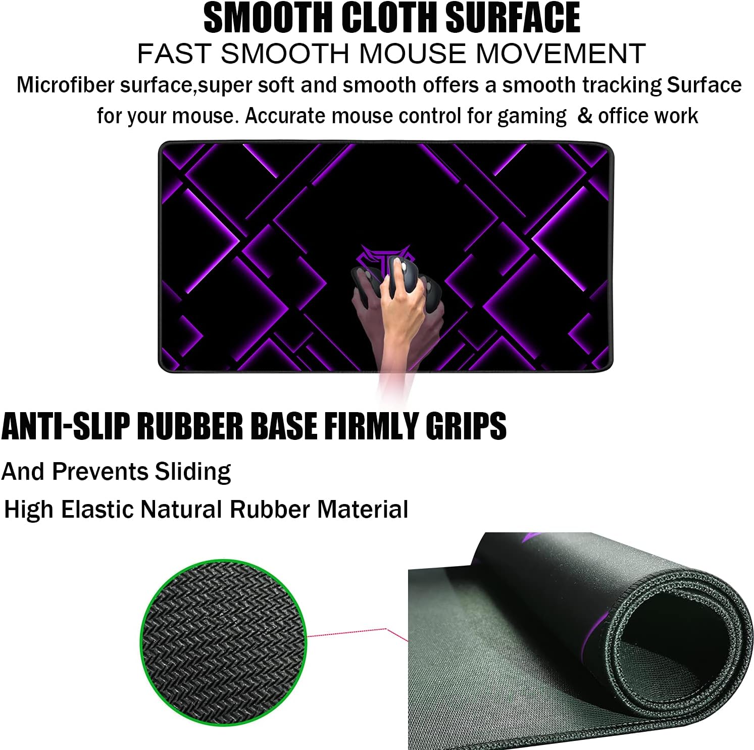 Detalle de TEDNETGO Large Gaming Mouse Pad, 31.5 x 15.7-Inch Purple Extended Mat