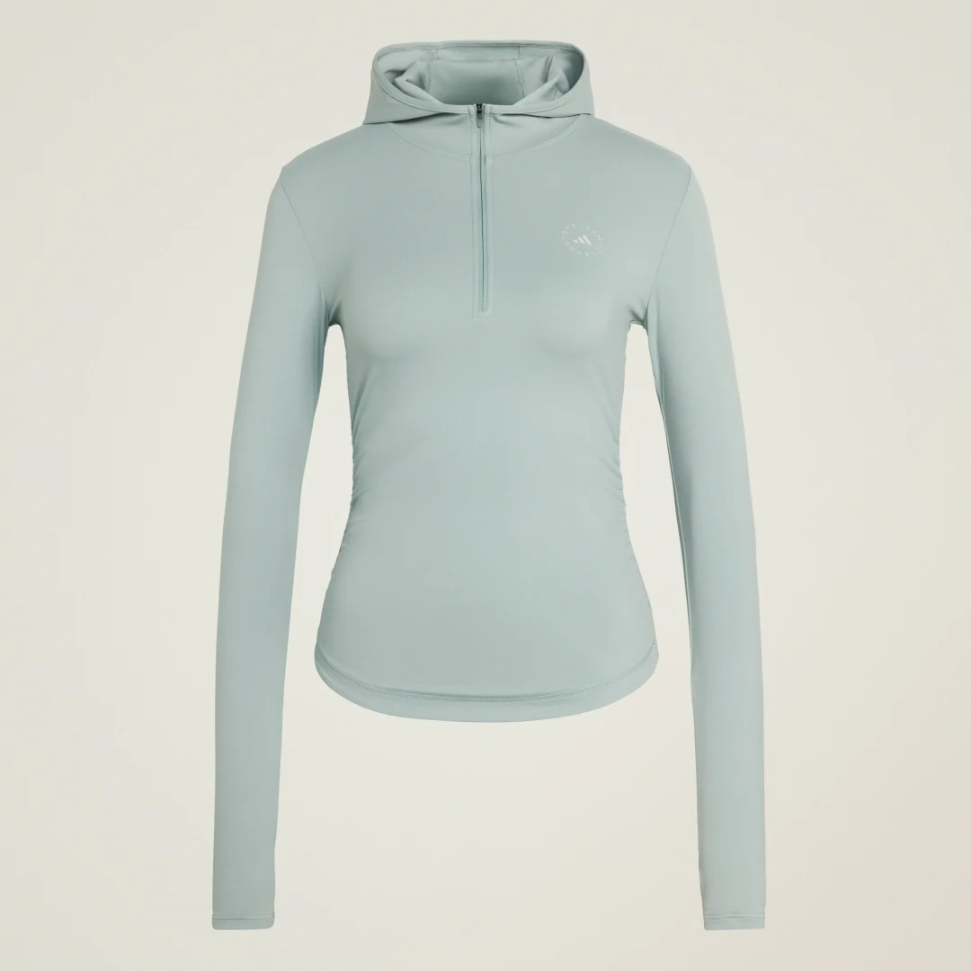 Detalle 2 de Camiseta técnica manga larga fruncida Adidas by Stella McCartney Studio — verde