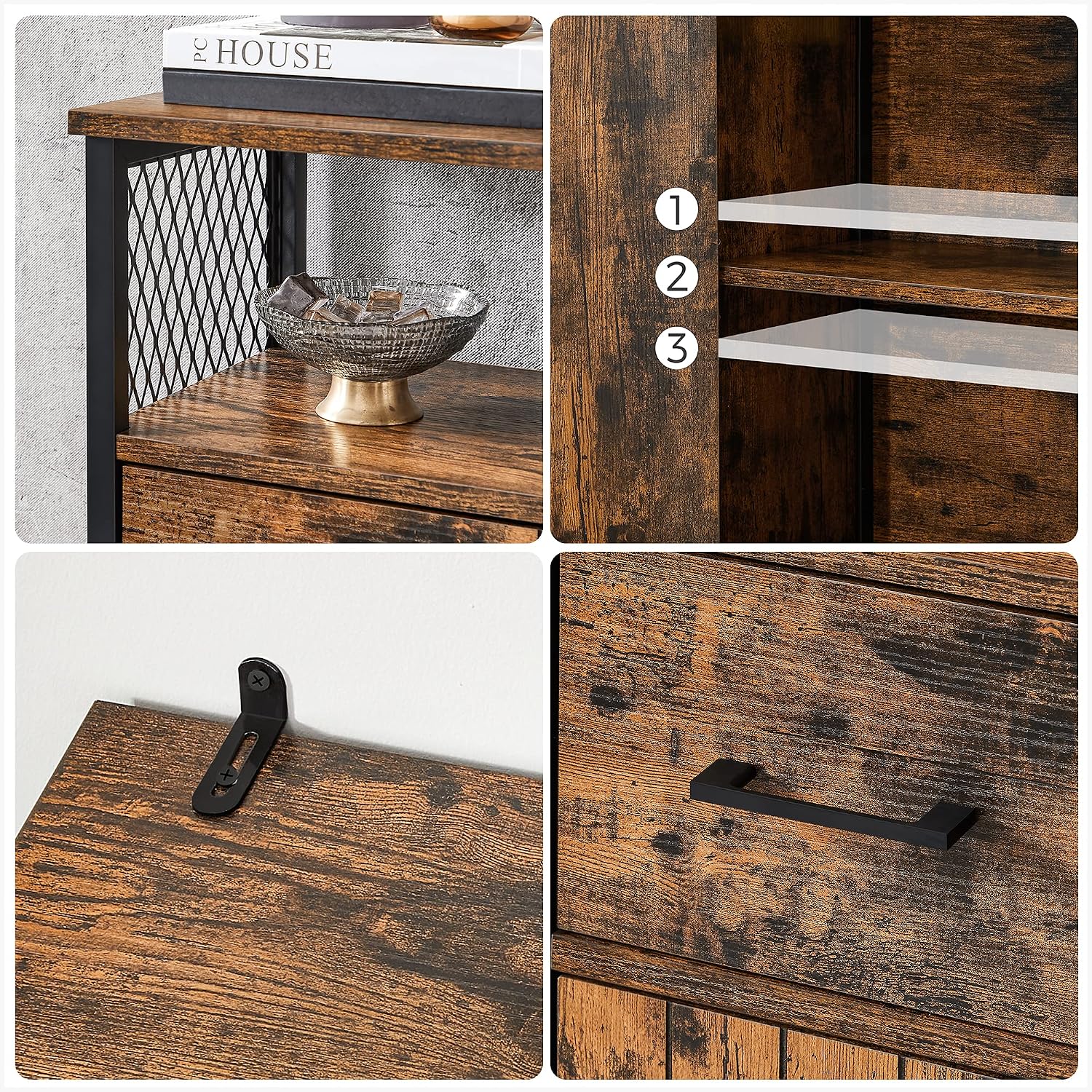 Detalle 1 de VASAGLE DAXTON Collection LSC261B01 Storage Cabinet with Louvered Doors