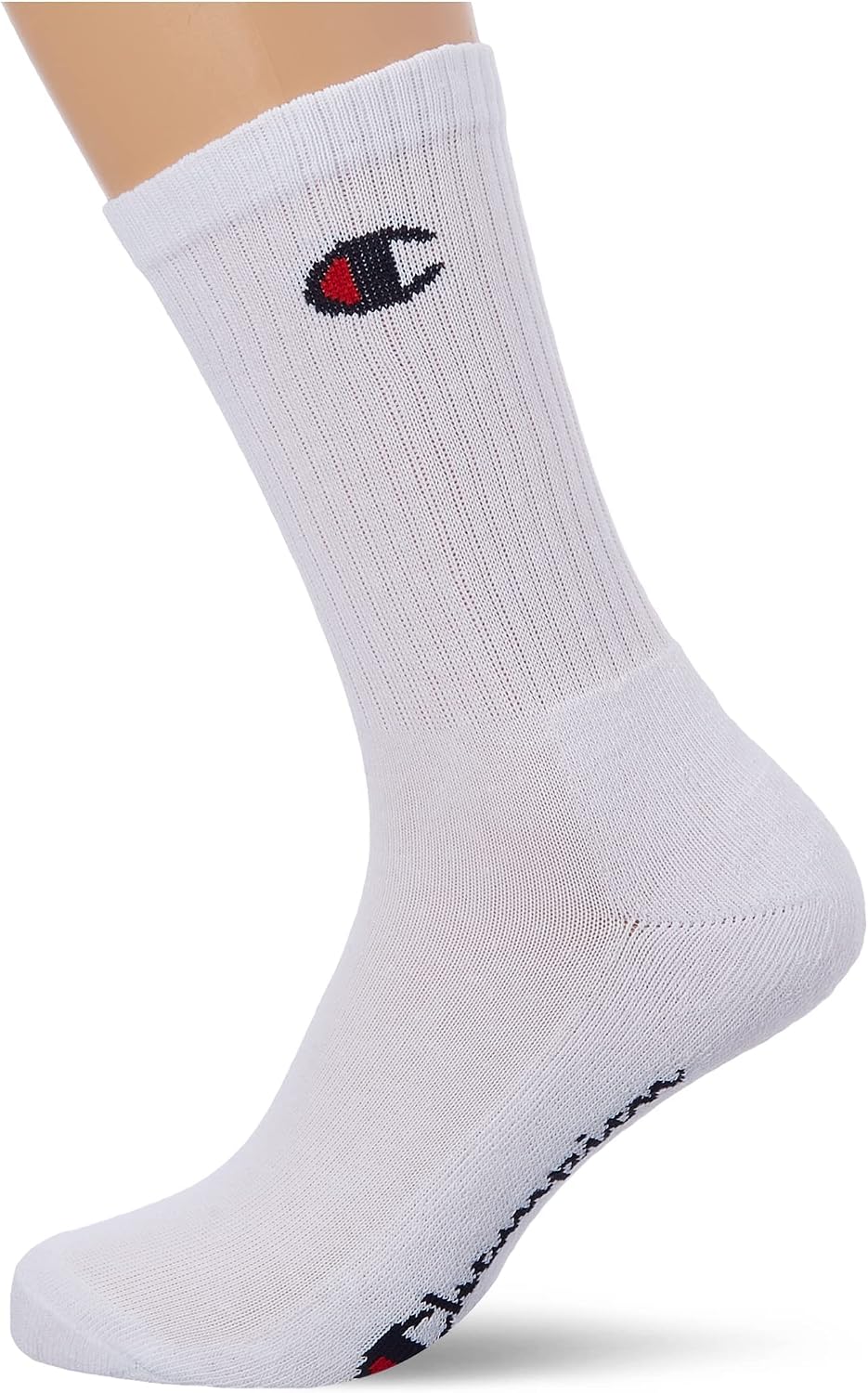 Detalle de Champion Logo Socks 6 Pairs – Cotton Crew Length, Ribbed