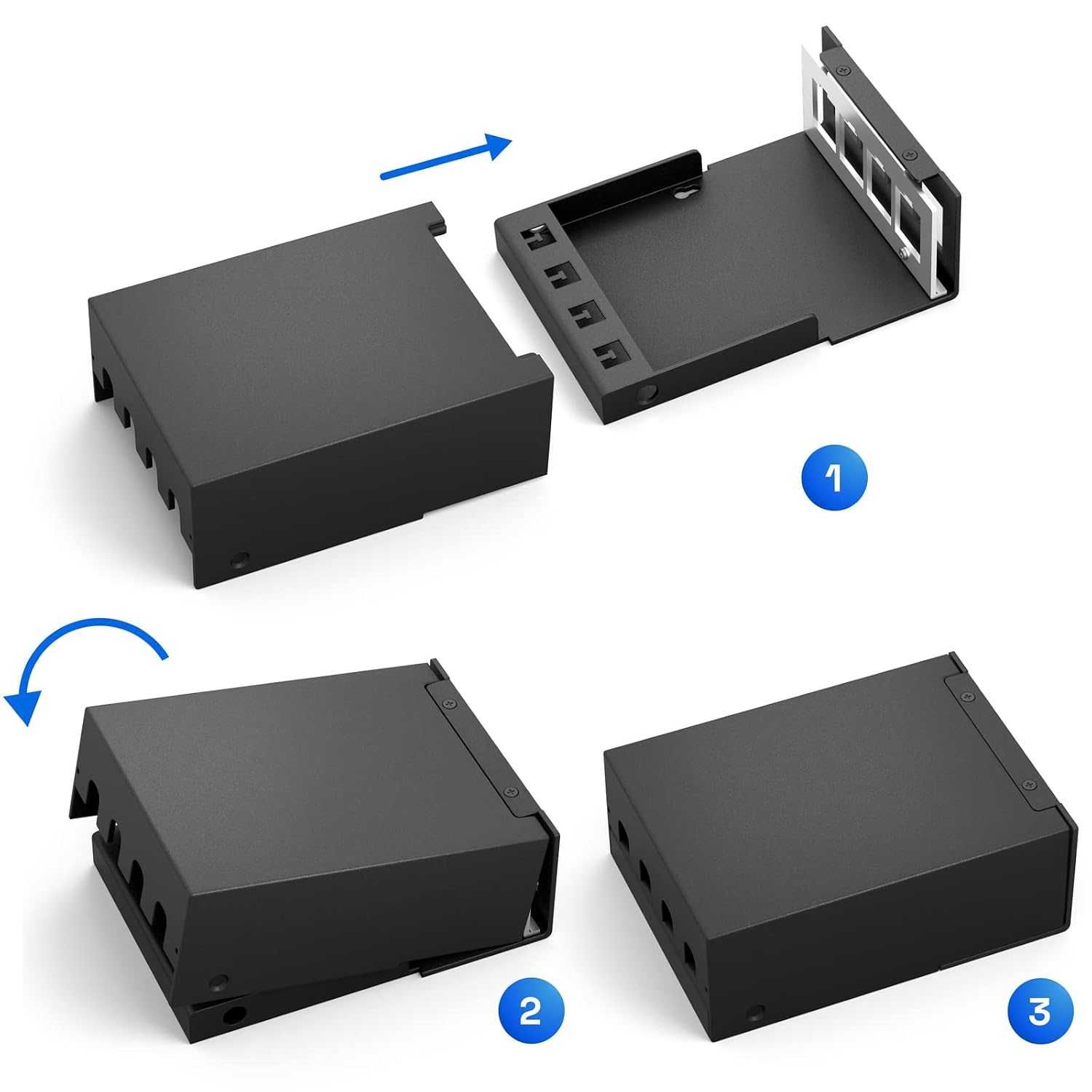 Thumbnail 6 de HB-DIGITAL 4-Port Patchpanel – 1 HE, CAT7 STP, 4x RJ45 Keystone, vollgeschirmt