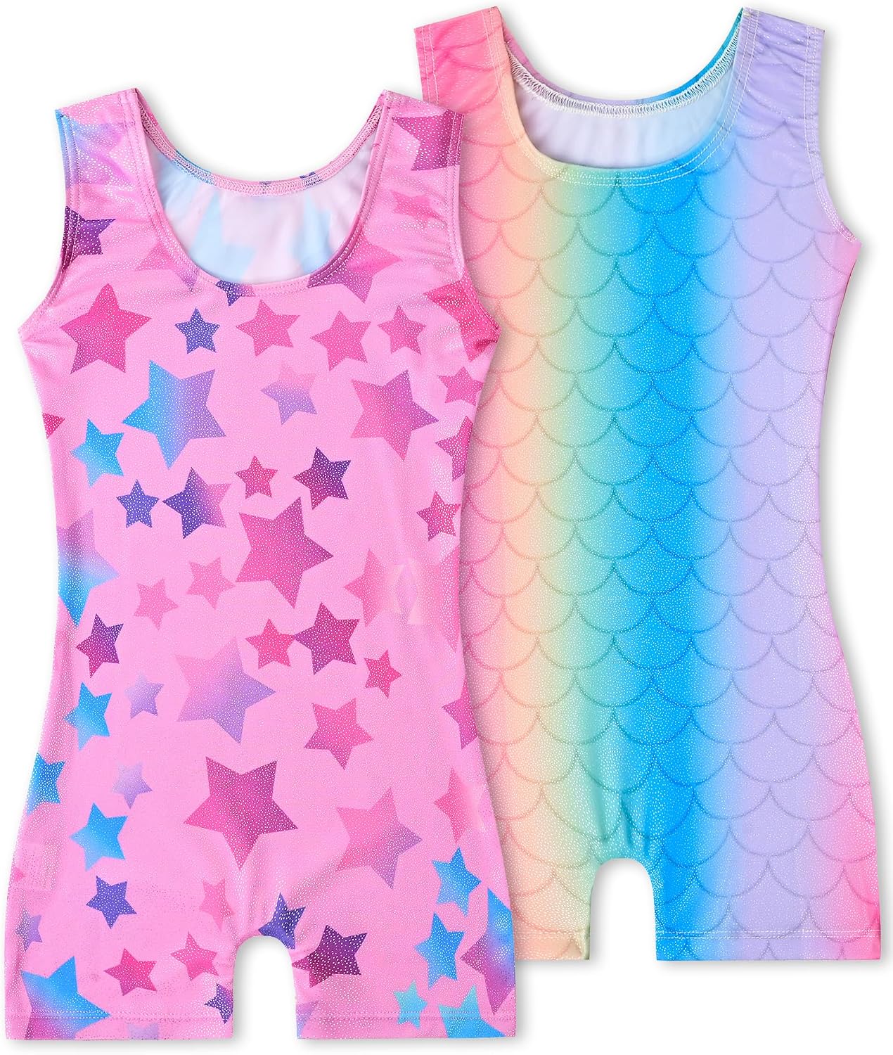 Detalle de Tstiti Sparkly Girls’ Gymnastics Leotards, 2-Pack with Matching Scrunchies