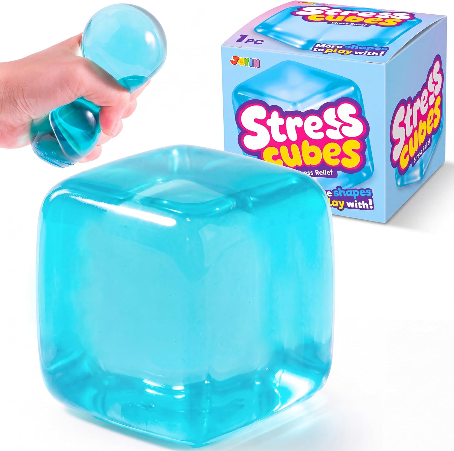 Detalle de JOYIN 19720 Slow-Rising Cube Squishy Toy, Blue 2.2-Inch TPR Fidget