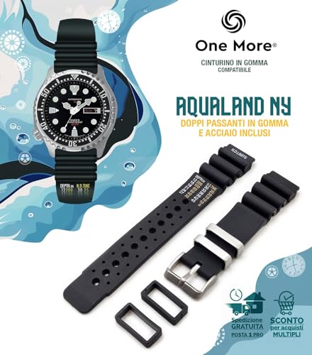 Detalle de Generico Cinturino in Gomma da 20/22/24 mm compatibile con Promaster Aqualand – universale per Sub Diver sport Black (24mm)