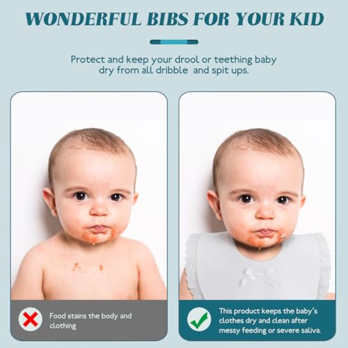 Detalle de Hohopeti: Pack de 2 Baberos de Algodón para Bebés con Encaje y Toallas Absorbentes para Recién Nacidos