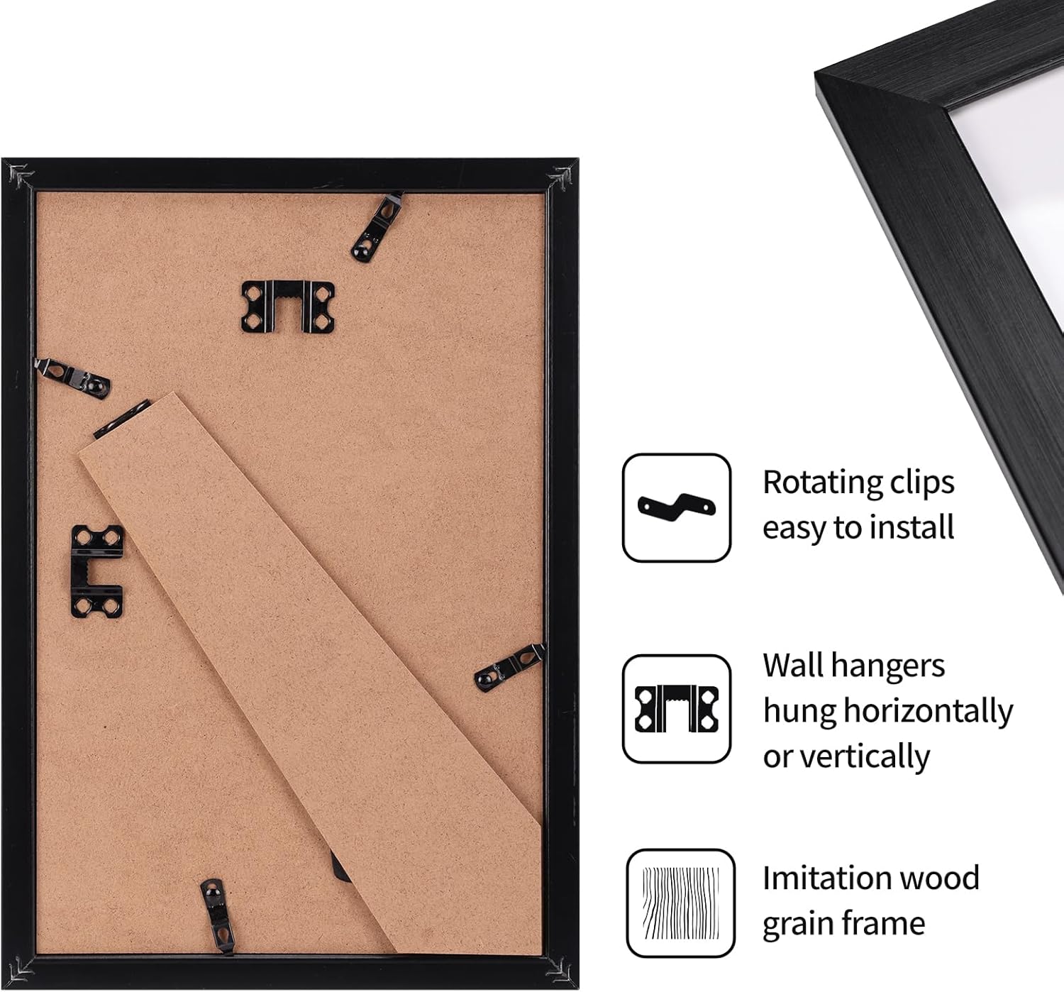Detalle 2 de Giftgarden Cadre Photo 20x30 cm Noir – Lot de 12
