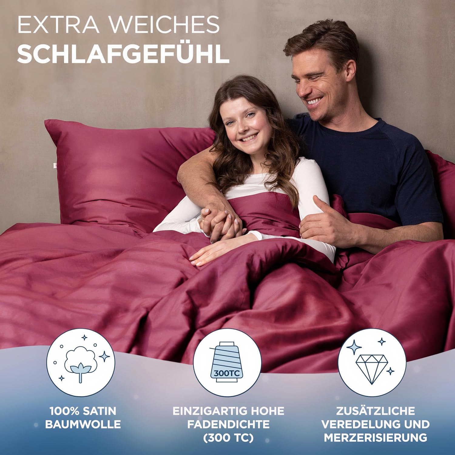 Detalle 2 de Samthus Kopfkissenbezug 70x90 Satin Baumwolle