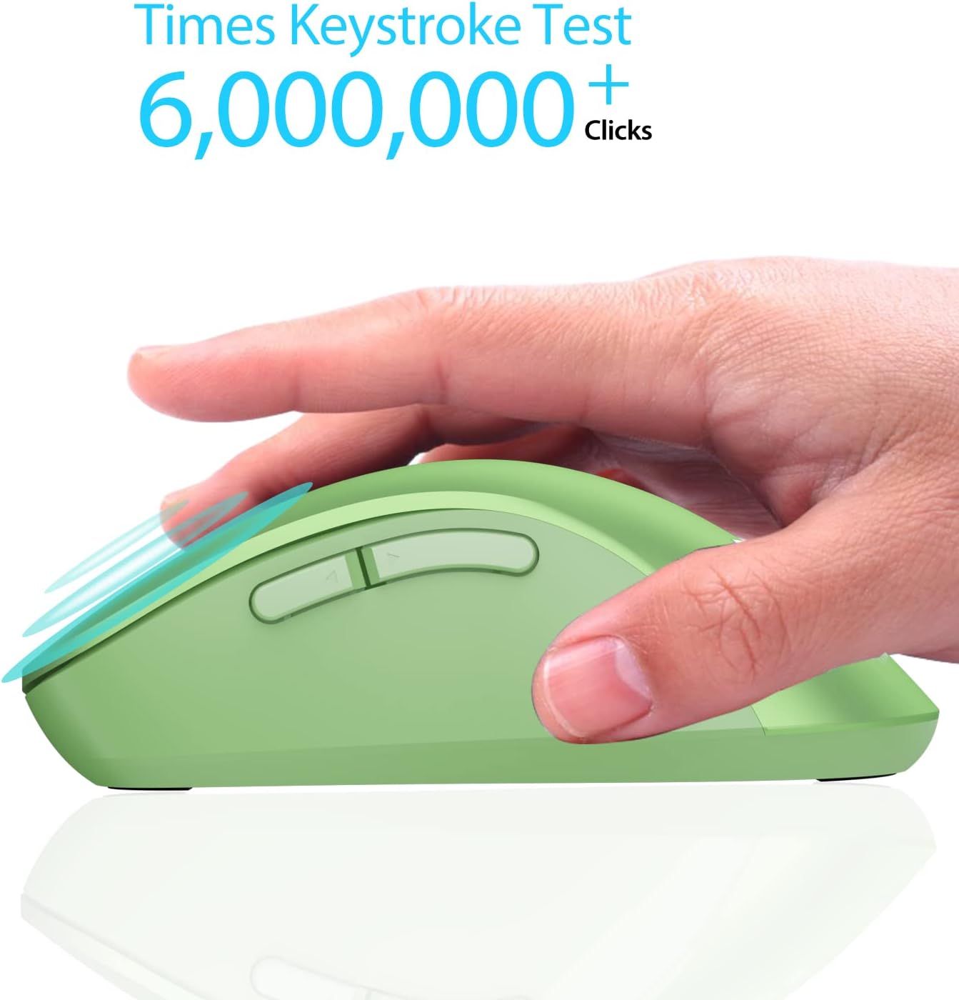 Detalle de memzuoix MidMouse Green Wireless Mouse, 5 Buttons, Rubberized Finish
