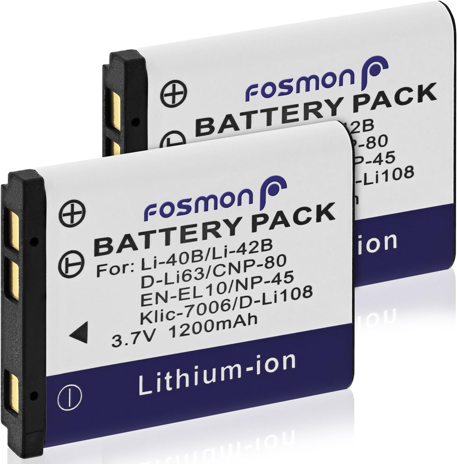 Fosmon Replacement Rechargeable LI-40B / LI-42B Battery (3.7V, 1200mAh) – 2 Pack