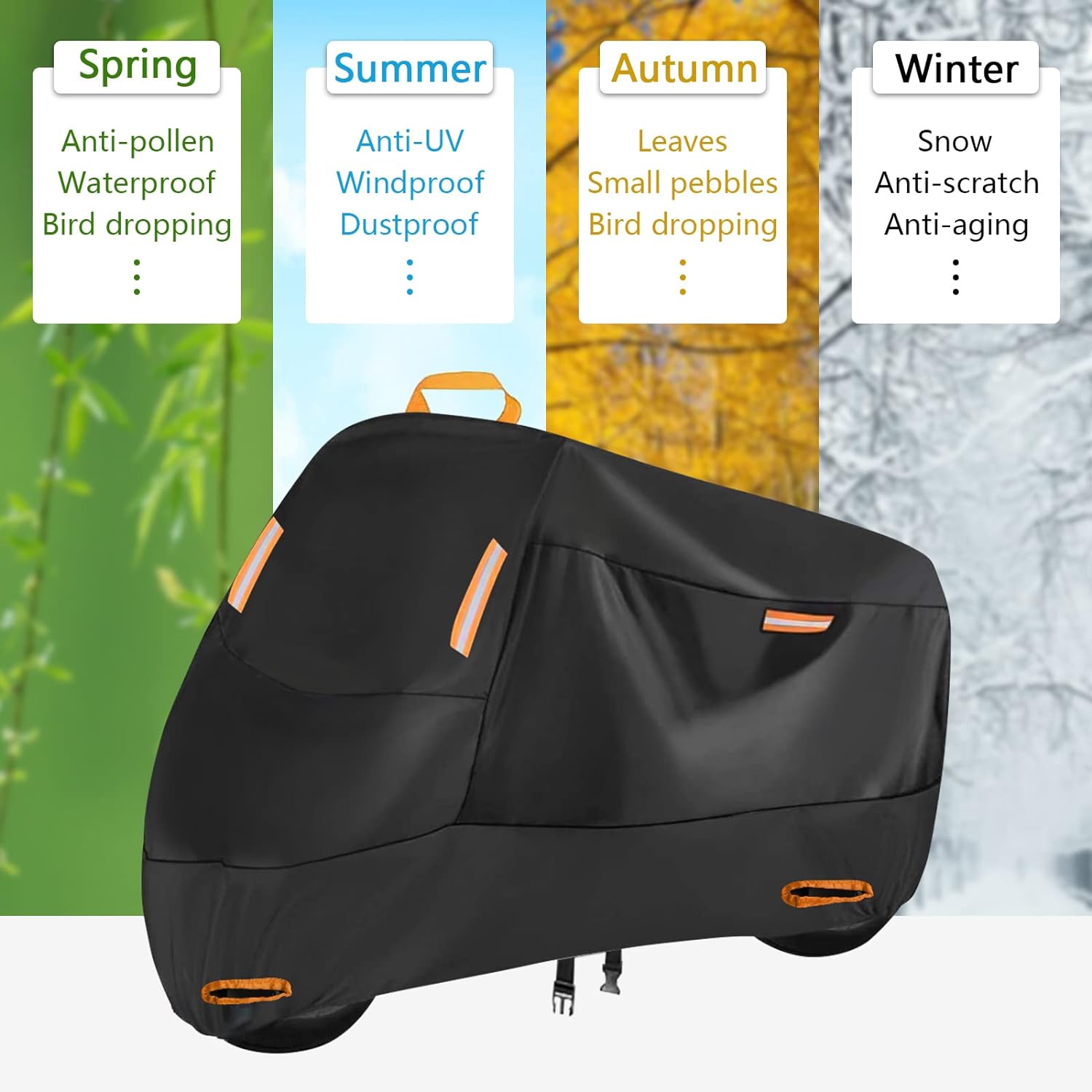 Detalle de SECELES 300D Heavy Duty Motorcycle Cover (XXL) for Outdoor Storage