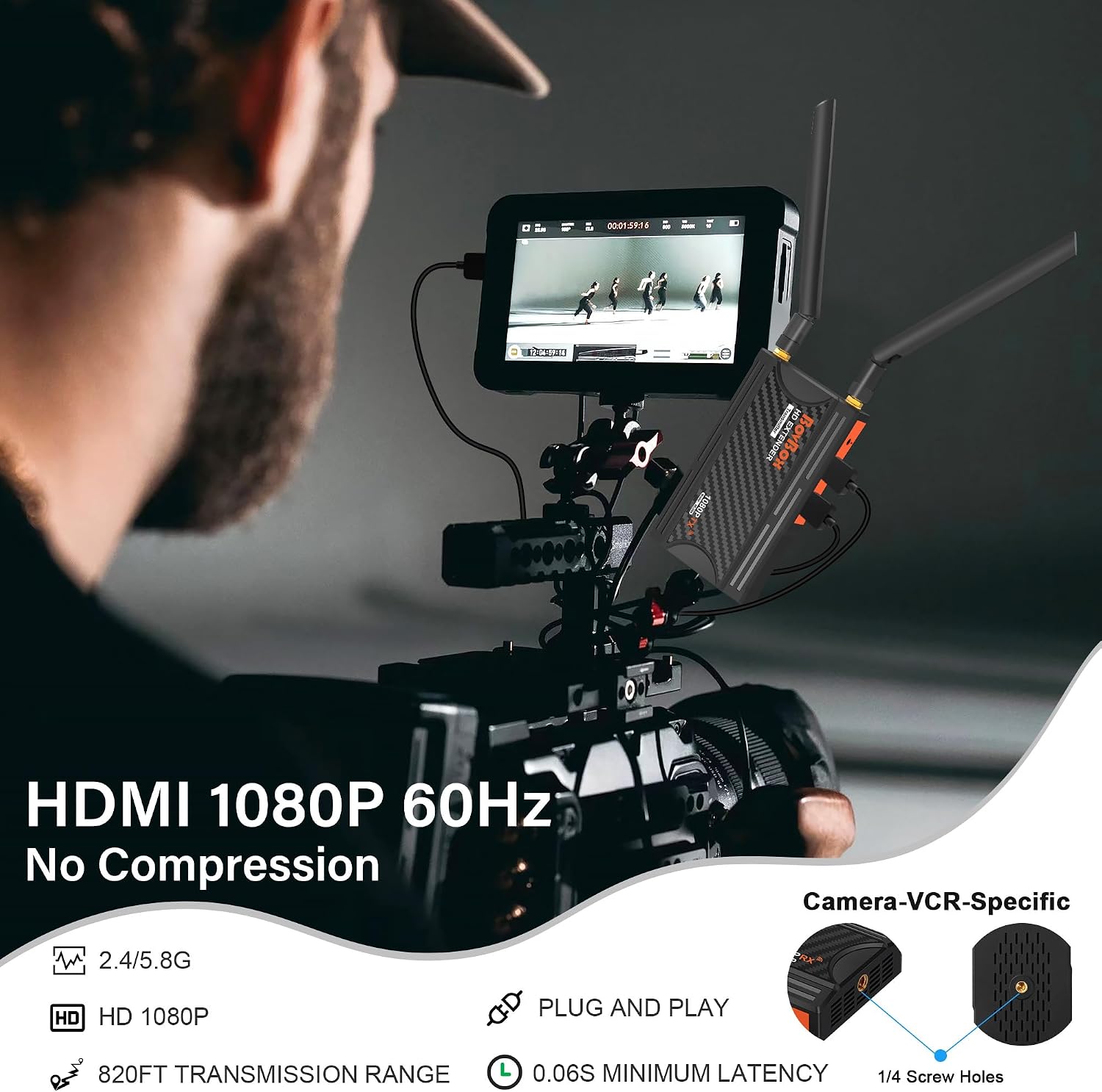 Detalle de Wireless HDMI Transmitter and Receiver 1080P Full HD with 820ft Range, Loop-Out, and IR Remote