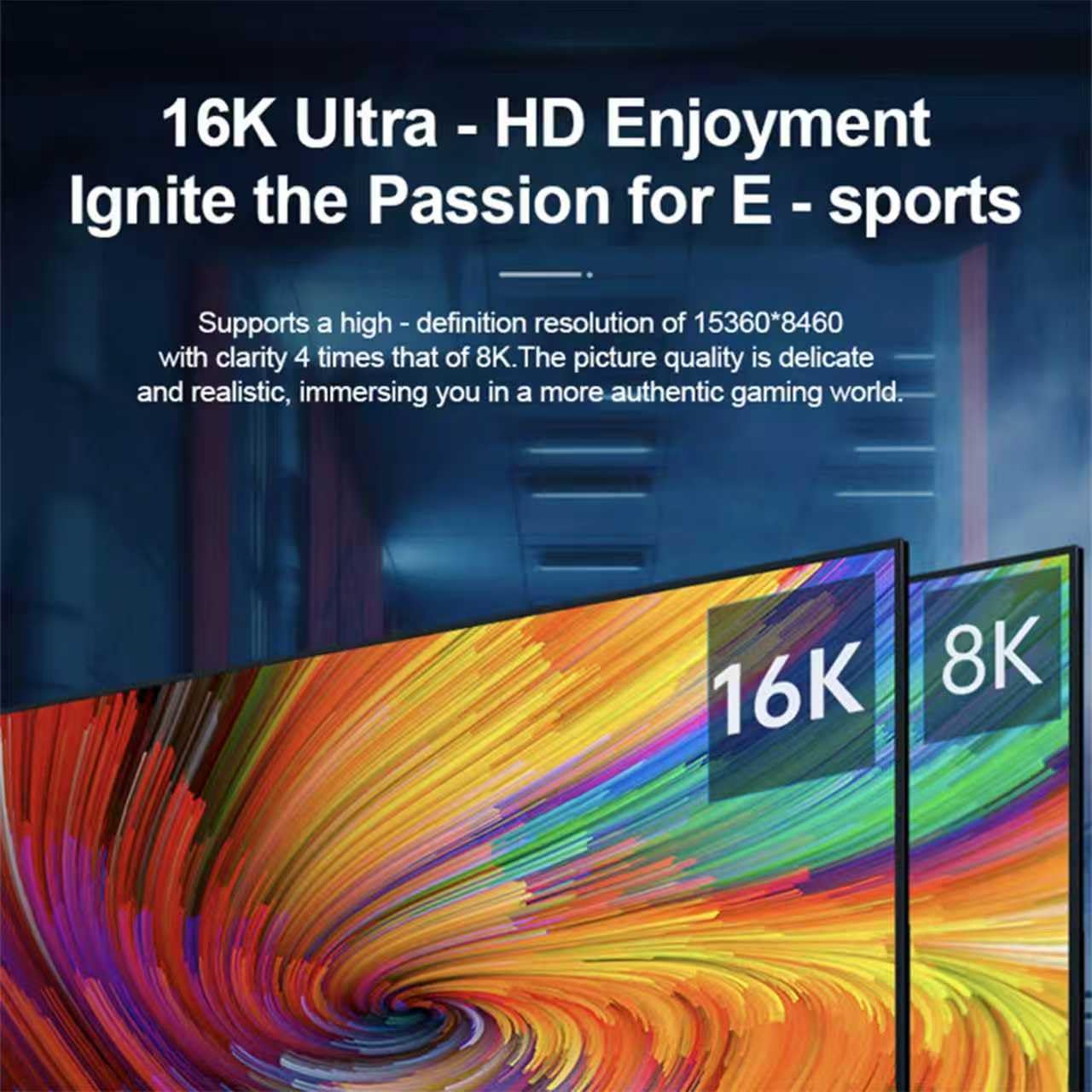 Detalle de Angusplay 16K HDMI 2.2 Kabel 2m – Premium 96 Gbit/s High Speed, 16K@60Hz/8K etc. – Ideal für High-End Gaming & Home Theater