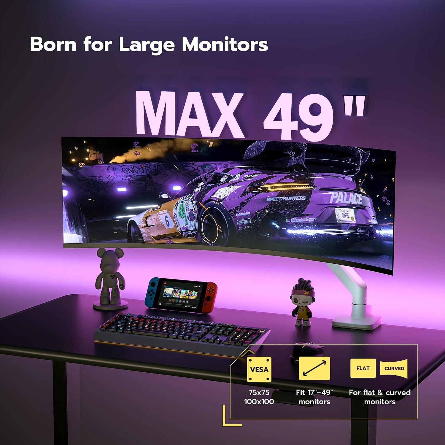 Detalle 2 de ARES WING Soporte Monitor 17-49" con Brazo Gas y Altura Ajustable🖥