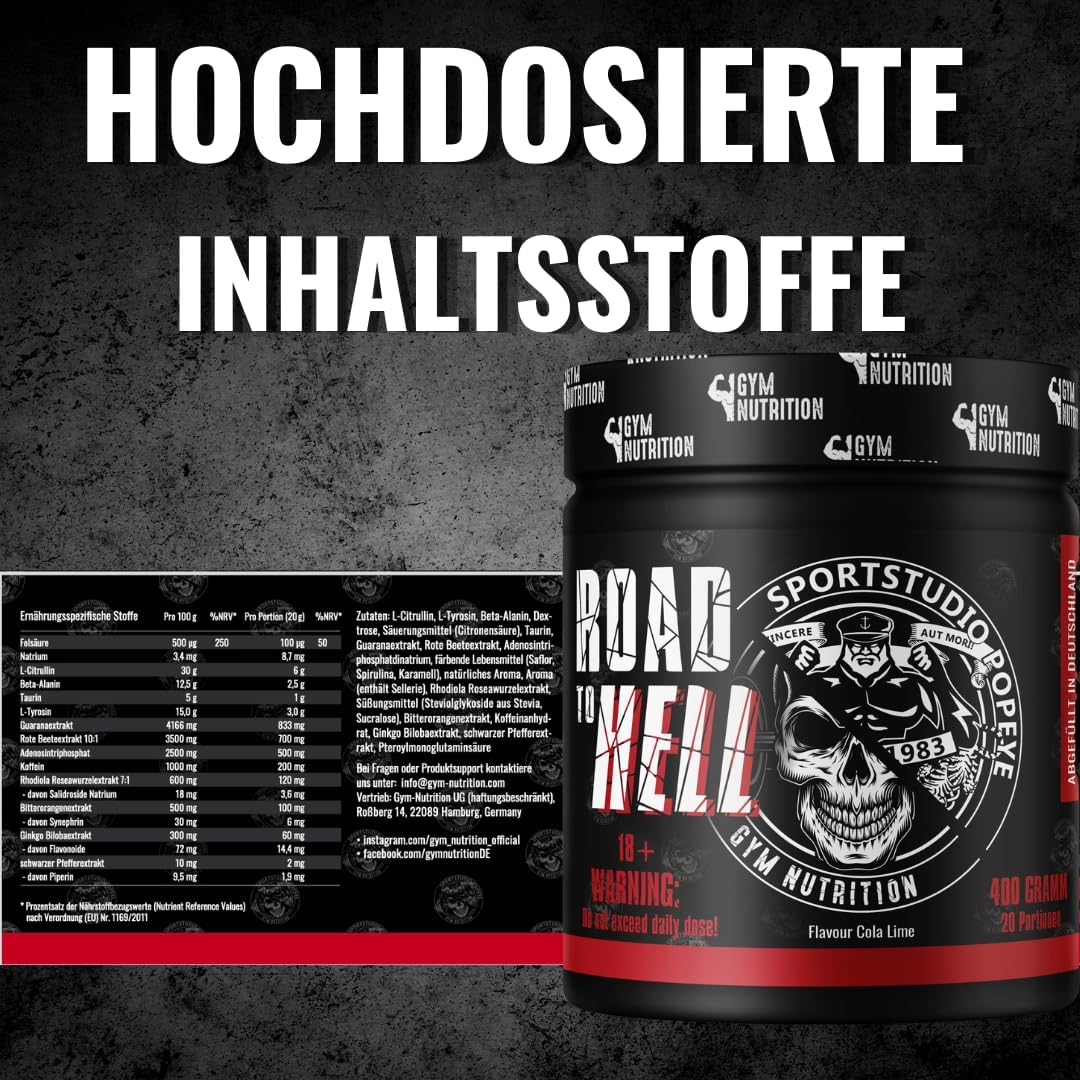 Detalle de Pre Workout ROAD TO HELL Ultra Hardcore 400 g
