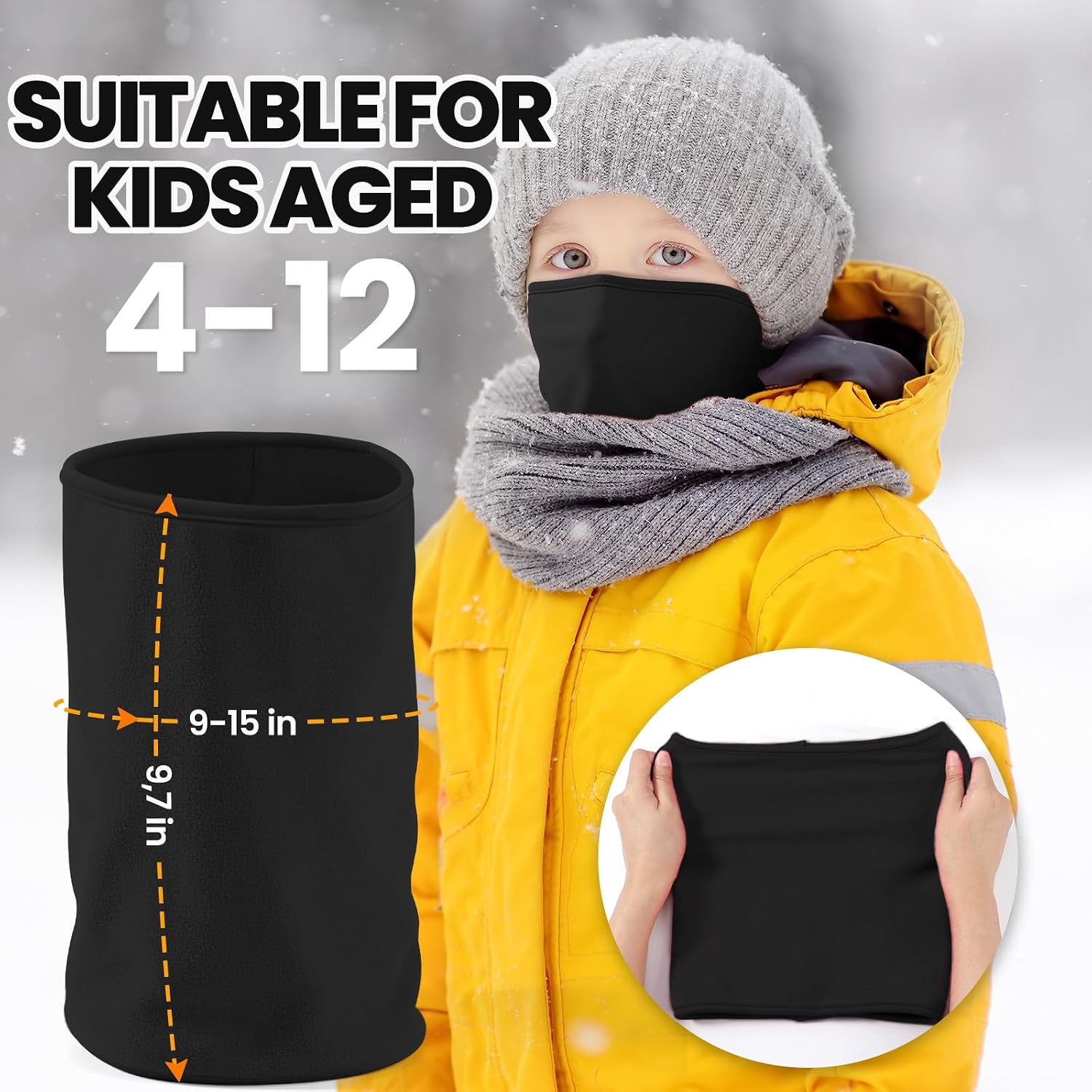 Detalle de Huccik Scaldacollo Bambini in Pile - Passamontagna Multifunzione 5-in-1 per 6–12 anni