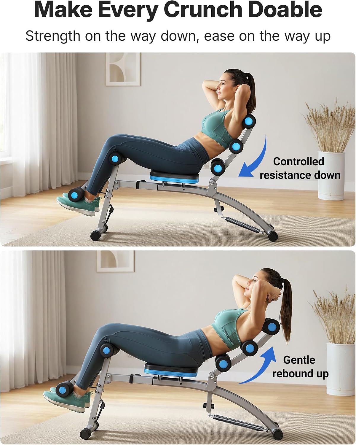 Detalle de MERACH Adjustable Ab Machine with 4 Length Settings and 300 lb Capacity