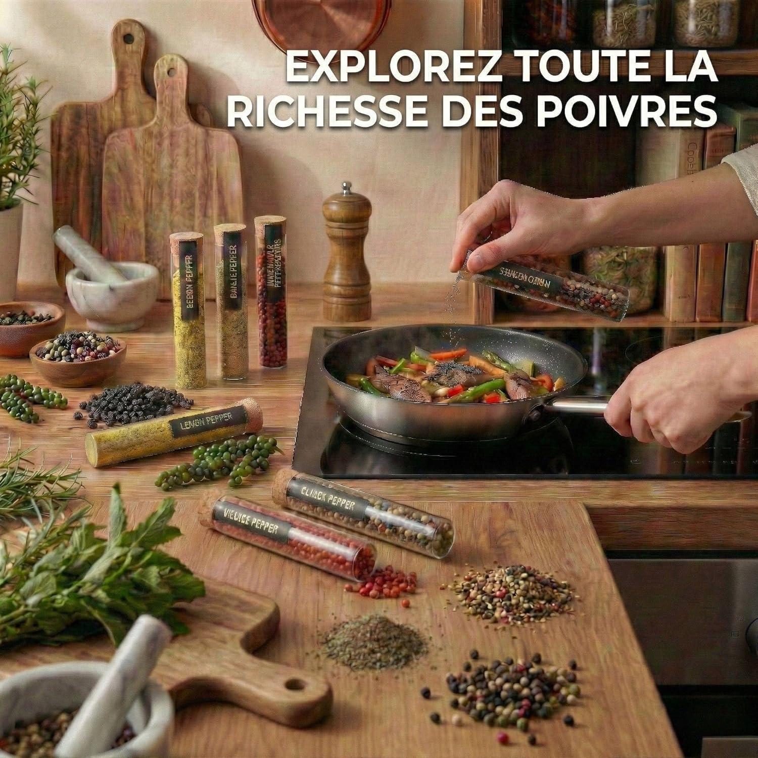 Thumbnail 3 de Coffret DIBYS de 6 variétés de poivres en tubes à essai avec recettes