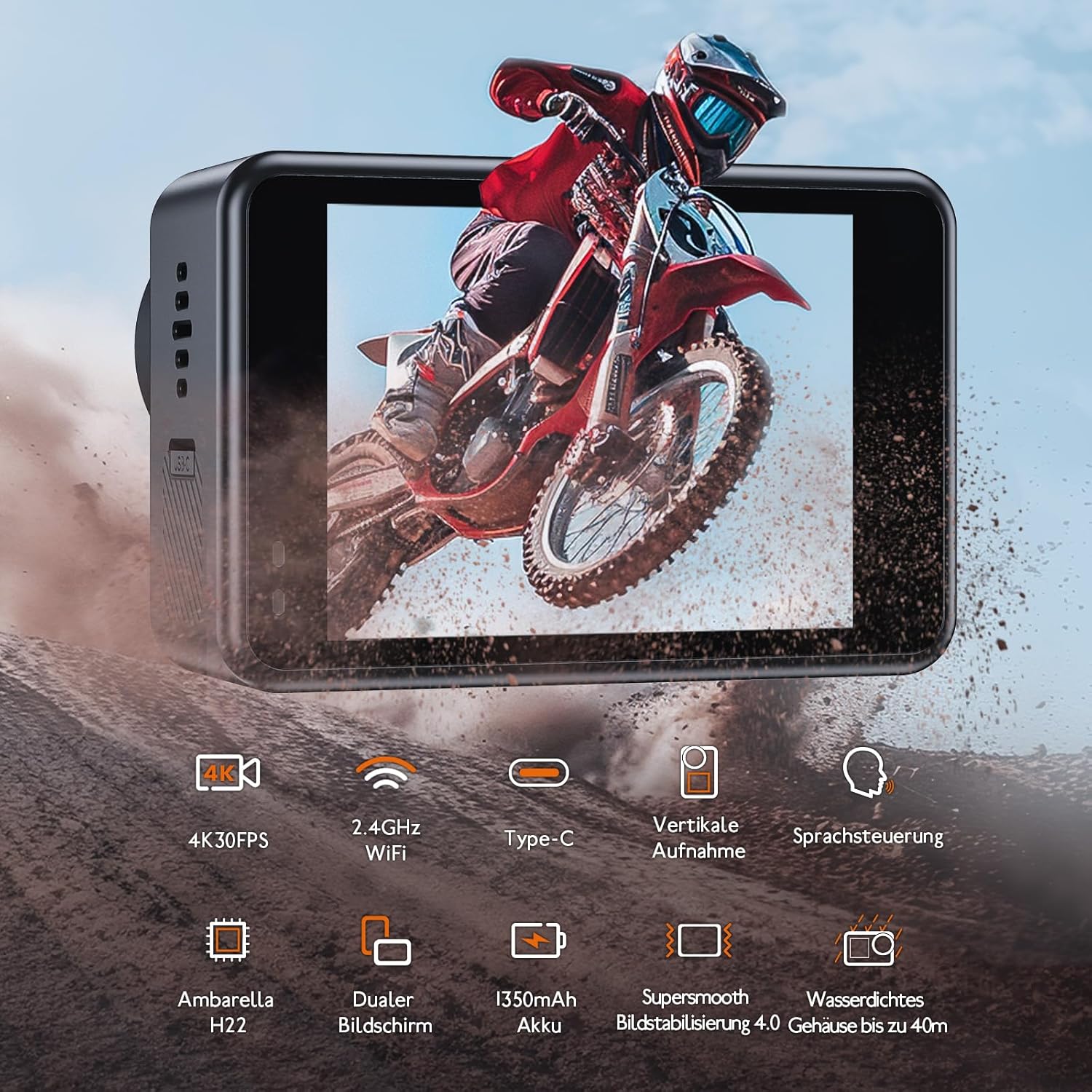 Thumbnail 1 de XTU S6 Action Cam 4K – 170° Weitwinkel, 40 m Unterwasser