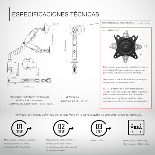 Detalle de Invision soporte de monitor MX200
